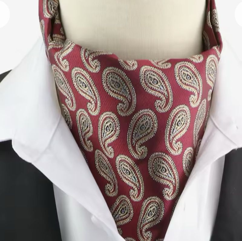 Mens Maroon Paisley Vintage Cravat Ascot Tie