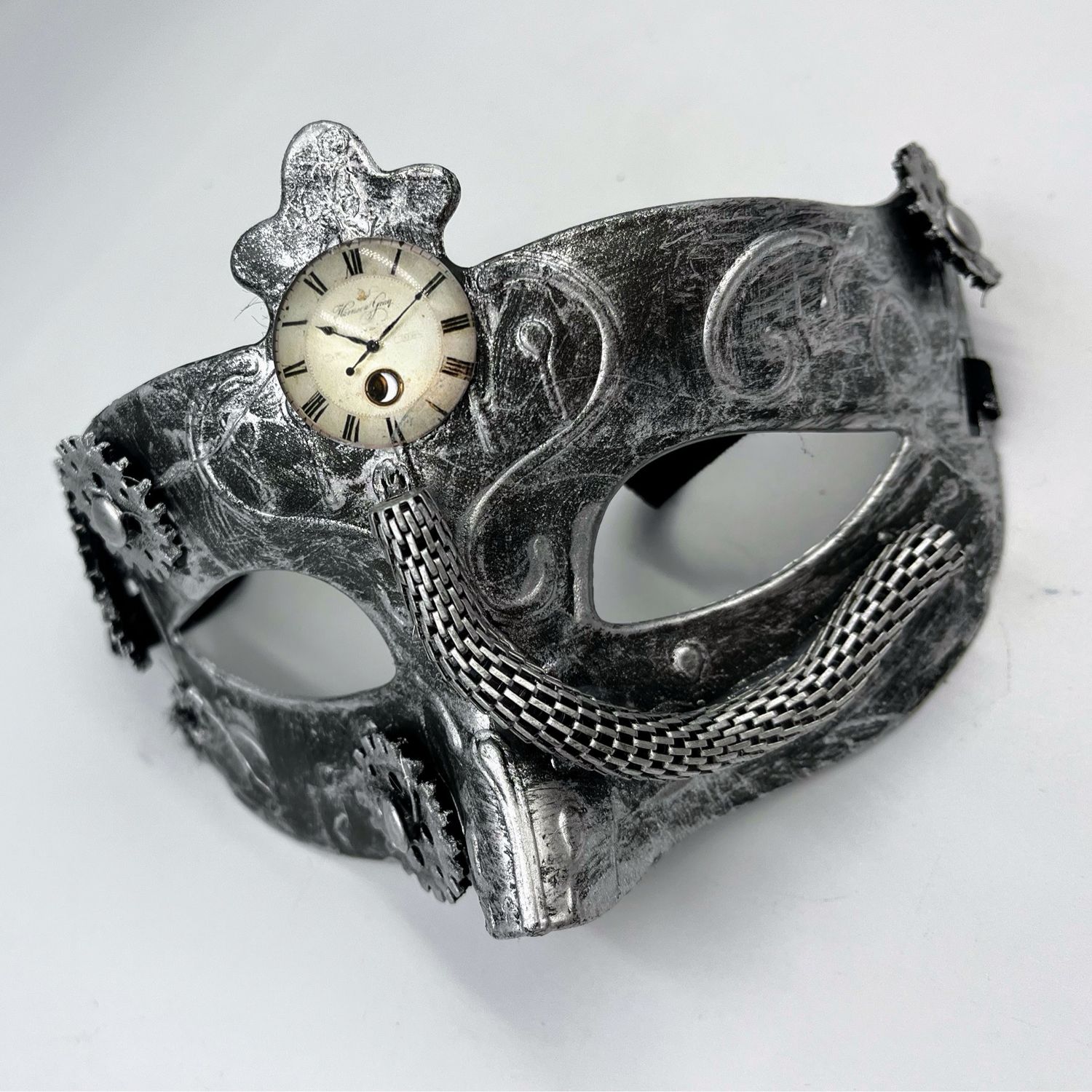 Steampunk Victorian Silver Masquerade Mask