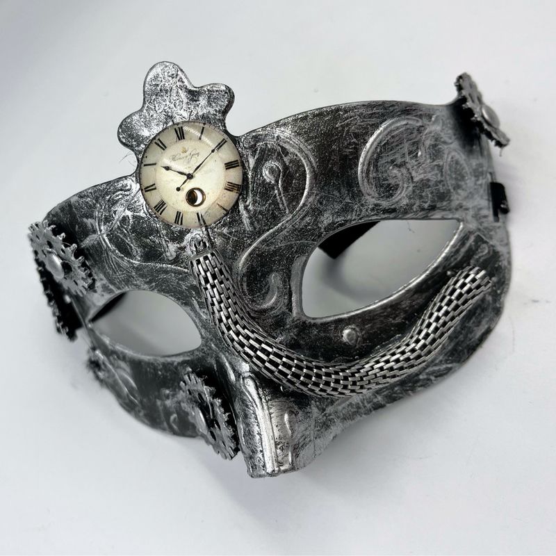 Steampunk Victorian Silver Masquerade Mask