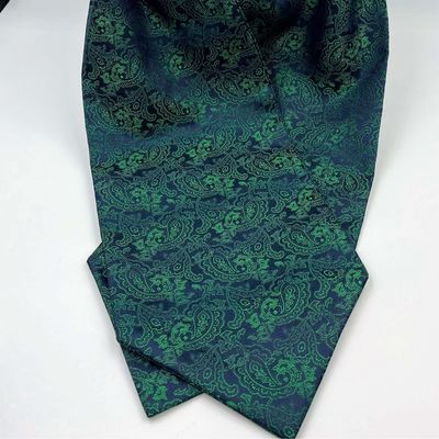 Mens Fashion Emerald Green Paisley Cravat, Ascot Tie