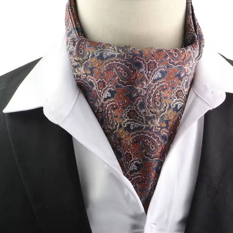 Orange Paisley Cravat Premium Ascot Tie