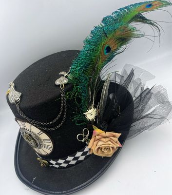 Steampunk Mad Hatter Vintage Clock Theme tophat