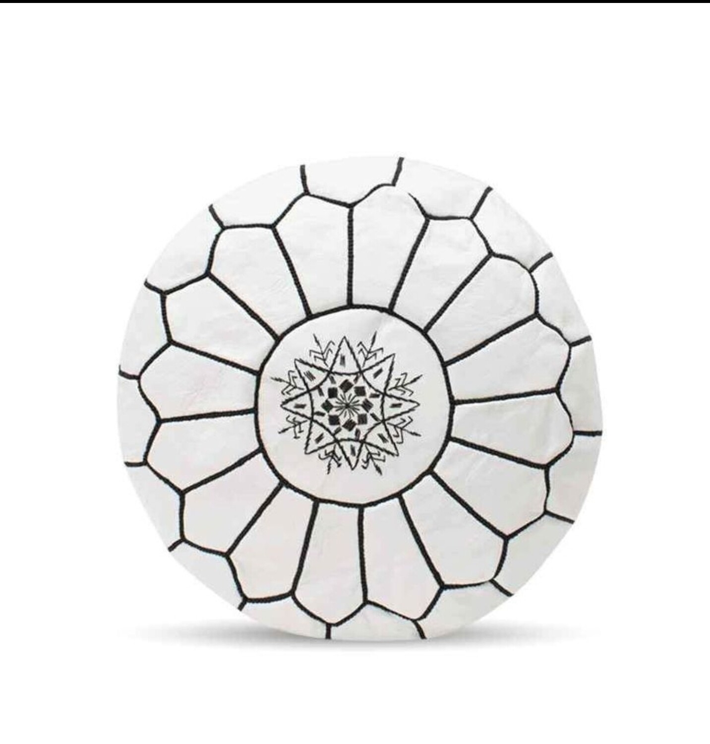 White Moroccan leather poufs