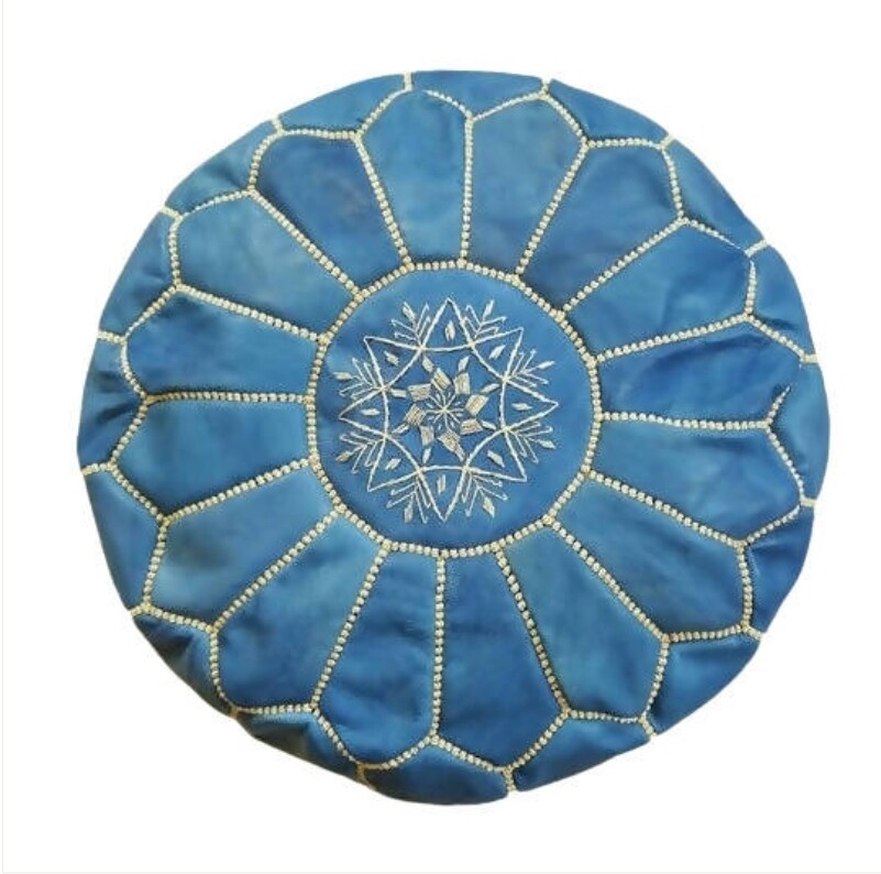 Blue Moroccan Leather poufs
