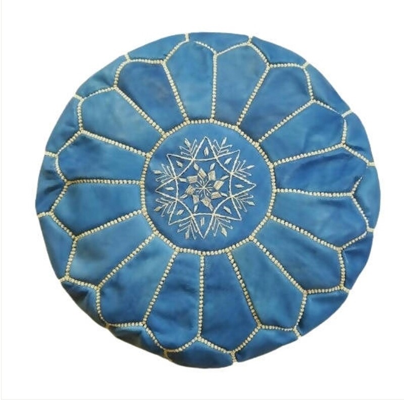 Blue Moroccan Leather poufs