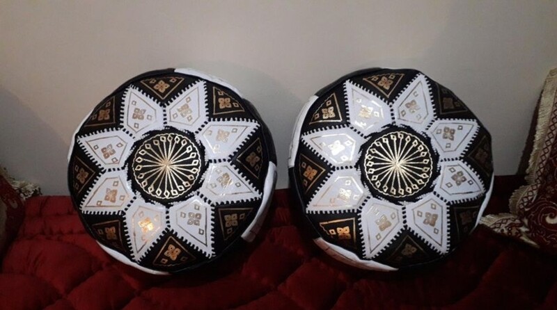 Special fassi Moroccan leather poufs
