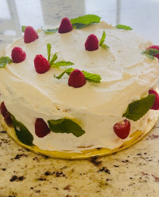 Raspberry Lemon Honey Cake 6” round