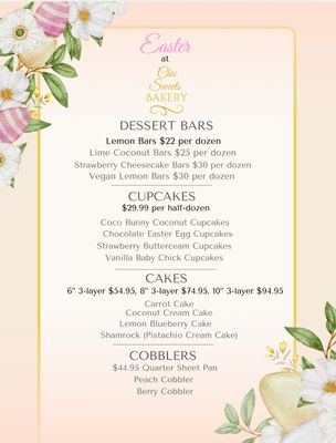 Easter Holiday Menu