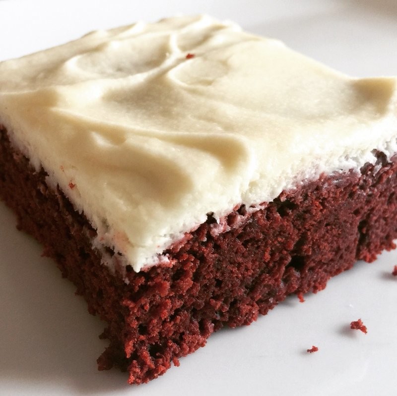 Fresh red velvet brownies at Chic Sweets Bakery in Houston – scratch-made with real butter and natural ingredients.
