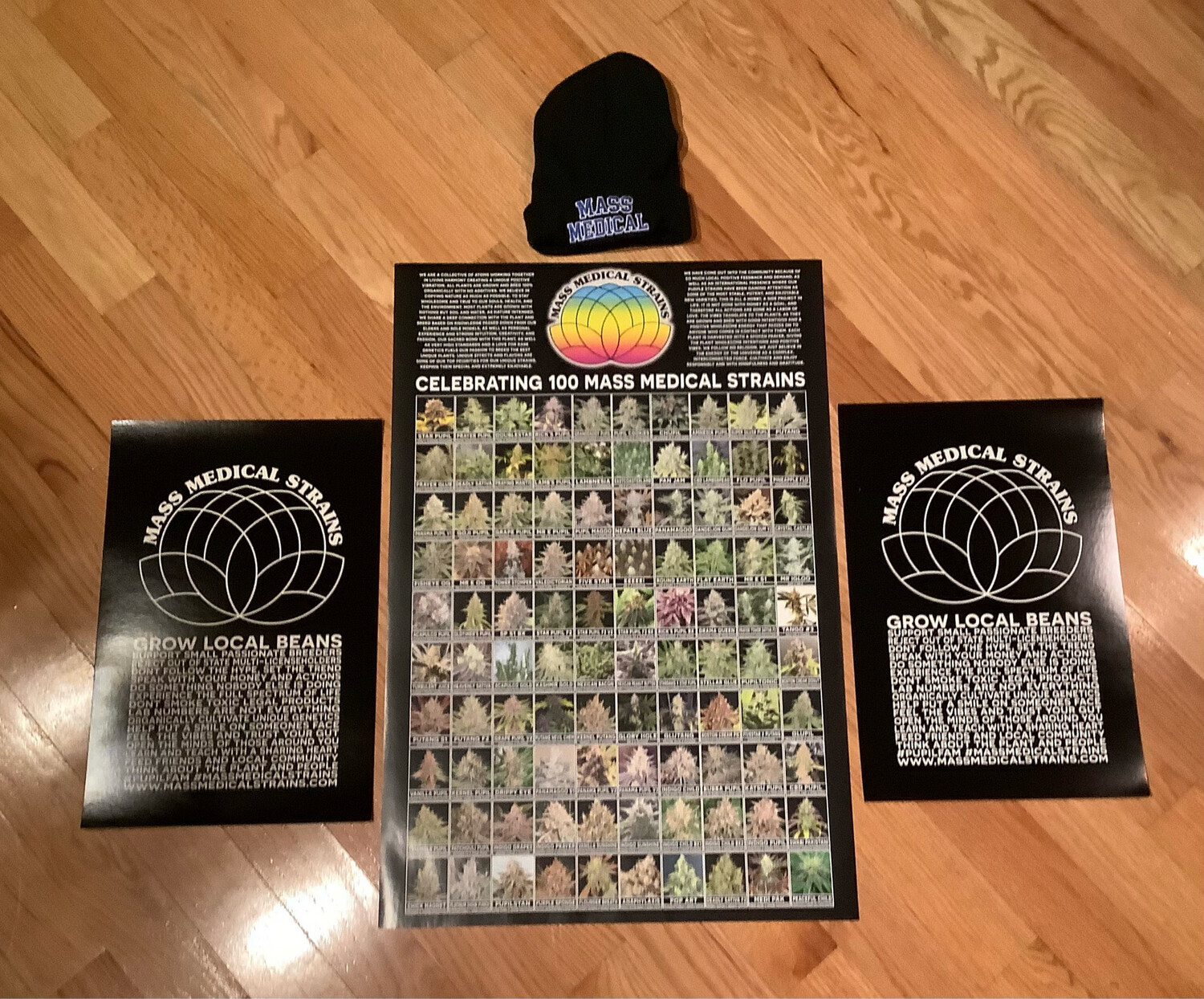 Mass Medical Strains Posters, Reg Seed Pack, Hat, And Slaps Bundle