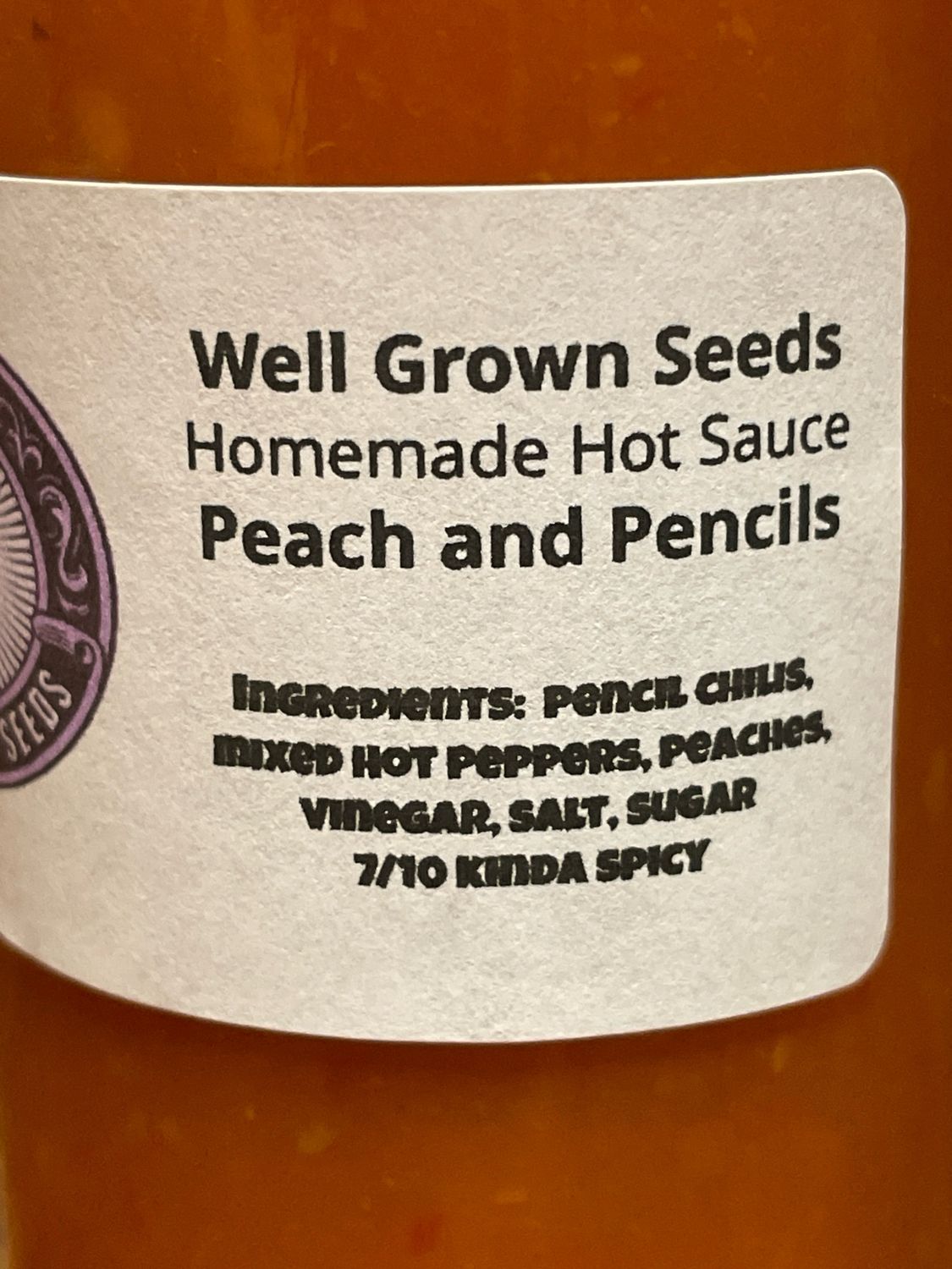 Well Grown Seeds Peach and Pencils Hot Sauce