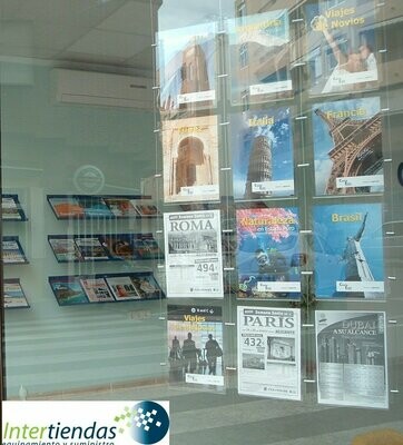 Carteles metacrilato escaparate con accesorios
