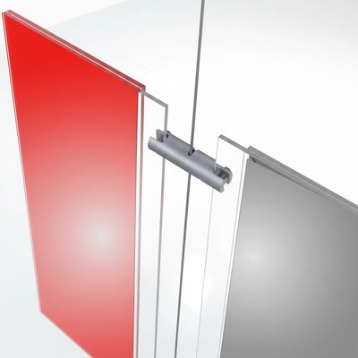 Portacarteles de metacrilato transparente para colgar con soportes de acero"