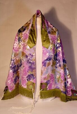 Purple and green floral tallit