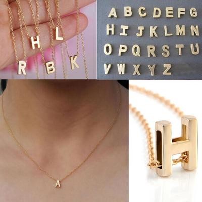 Fashion Women Gold Plated Initial Alphabet Letter A-Z Pendant Chain Necklace