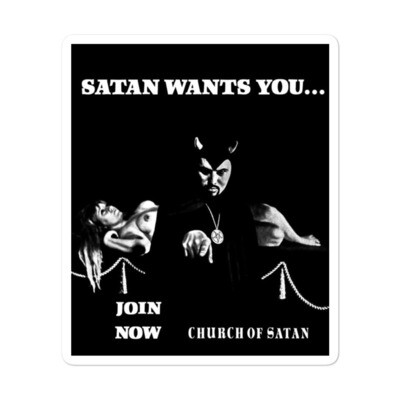 Baphomet X Anton LaVey Satan Wants You Sticker