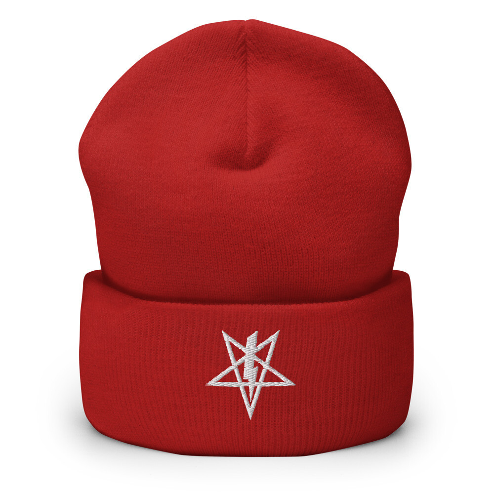 Satanic Power Symbol Embroidered Cuffed Beanie