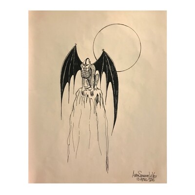 “Full Moon Gargoyle” Anton LaVey Art Print