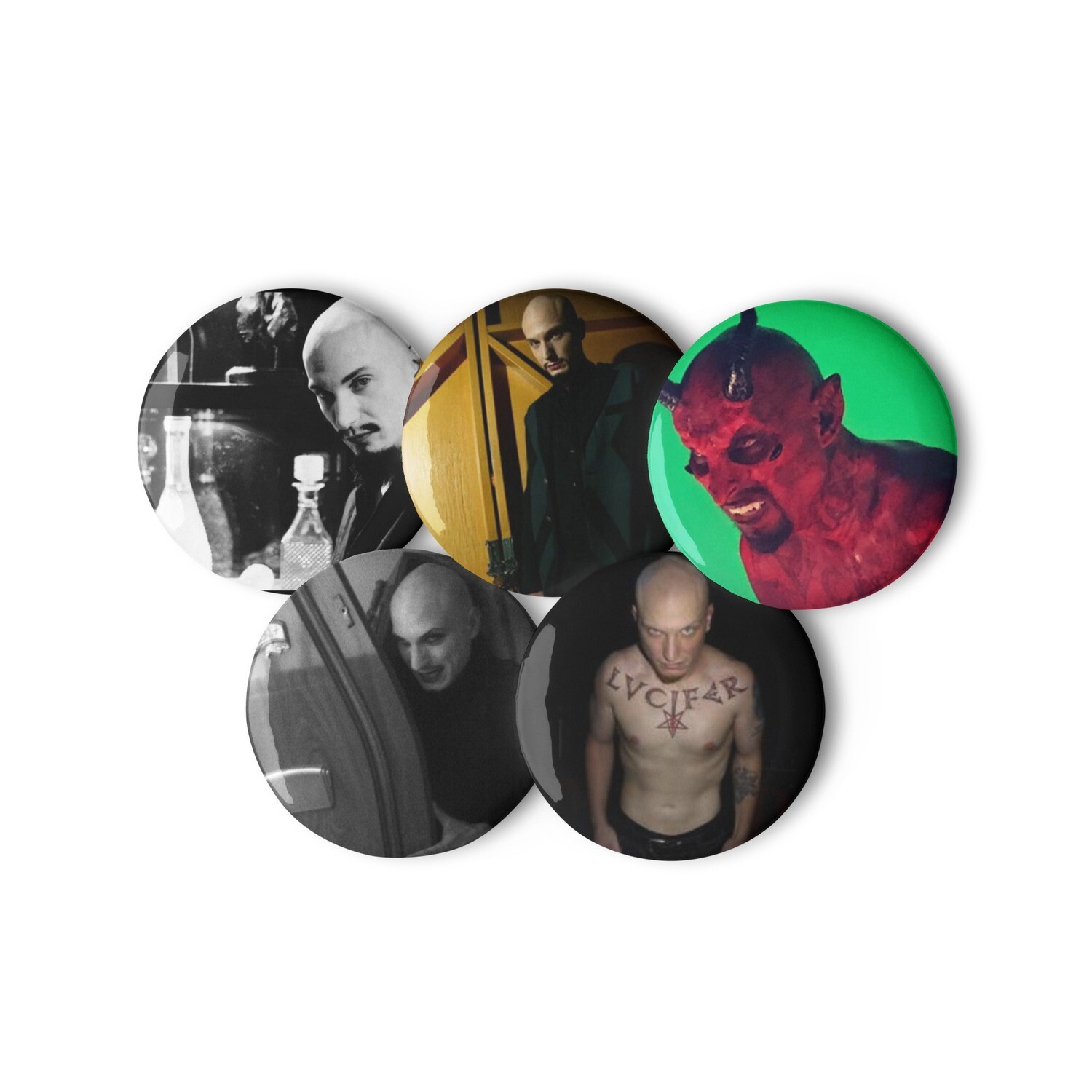 Set of 5 Stanton LaVey Buttons 2.25&quot;