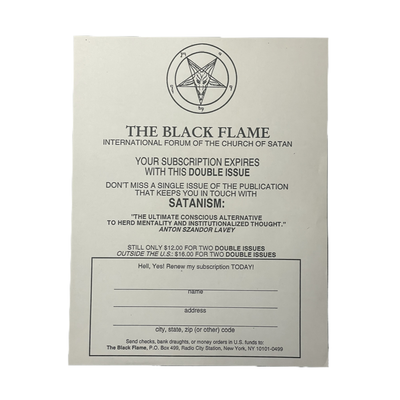 Church of Satan Black Flame Order Form