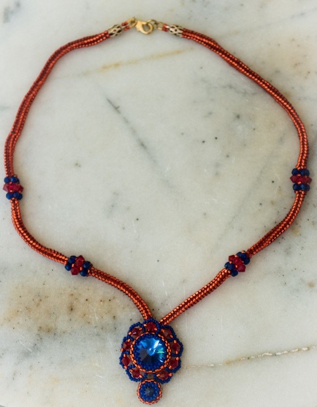Red and blue crystal pendant &quot;Martina&quot;