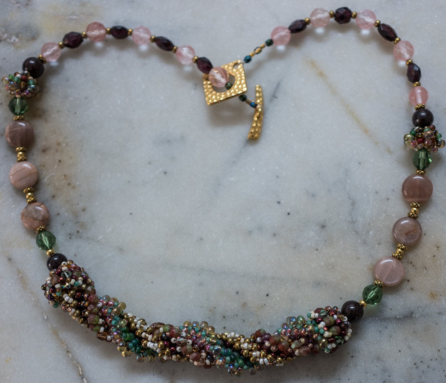 Gemstones with beaded rope feature necklace &quot;Anna&quot;