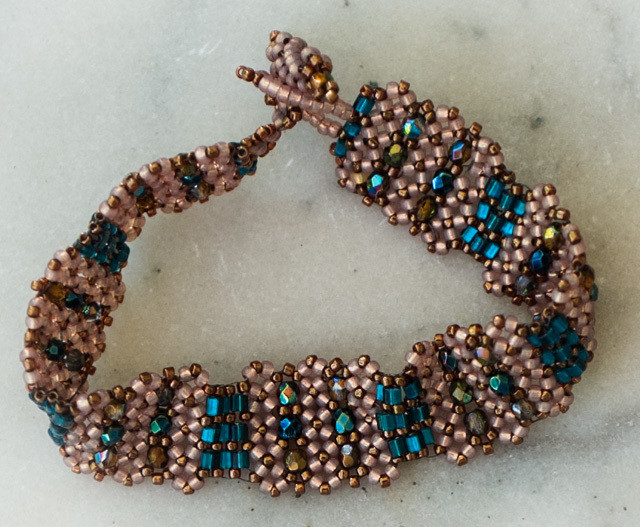 Bronze and turquoise beaded bracelet &quot;Gracie&quot;