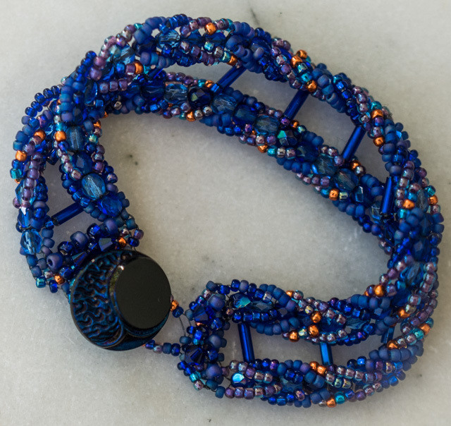 Azure blue beaded bracelet &quot;Alicia&quot;