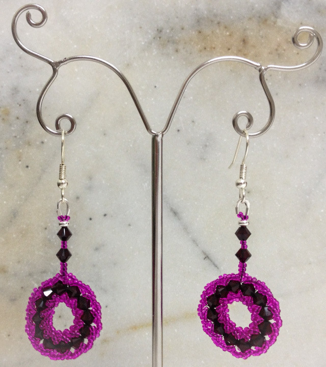 Magenta and wine crystal earrings &quot;Rachel&quot;