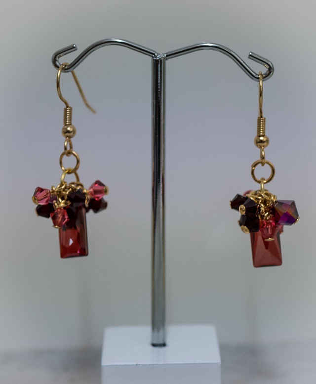 Red crystal cluster earrings &quot;Hannah&quot;