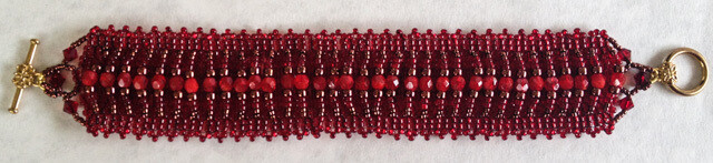 Beautifully textured beaded bracelet in rich red &quot;Nicole&quot;