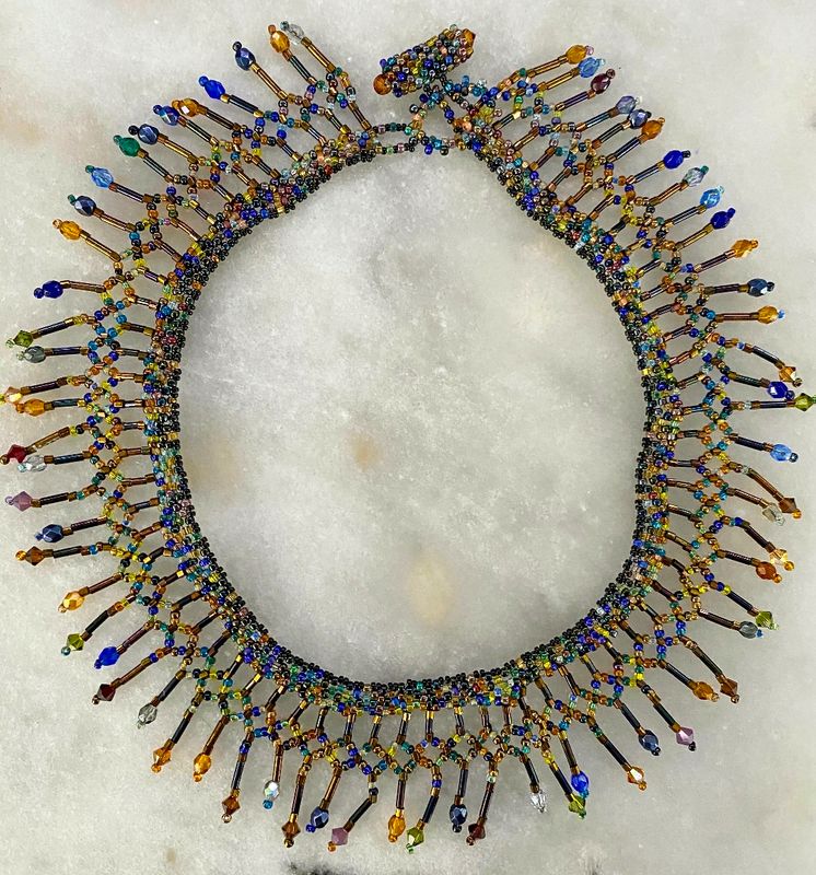 Beaded choker with fringe &quot;Nina&quot;