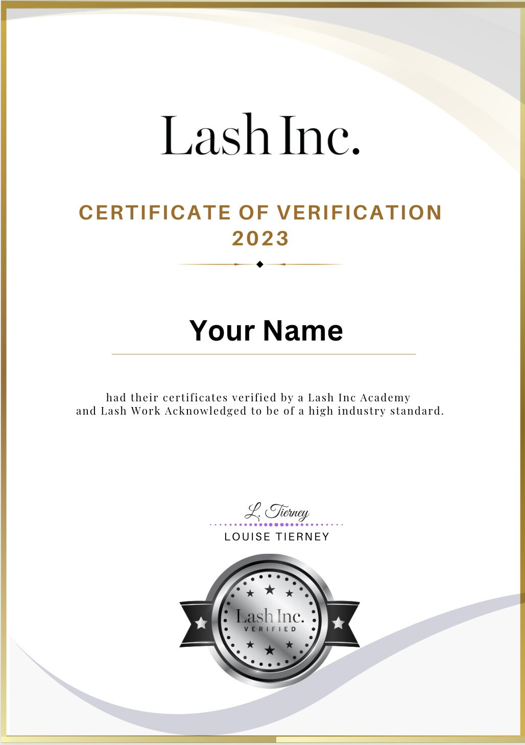 Lash Inc Verification Application Fee
