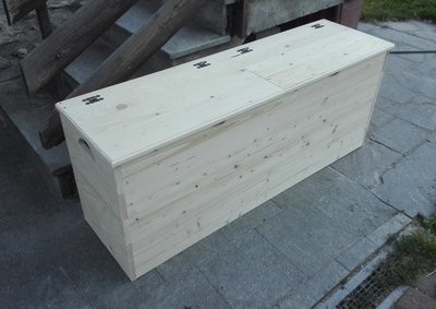 Baule Cassapanca da esterno in Legno di Abete Vari Colori L130 X P40 X H46,  doppio Coperchio
