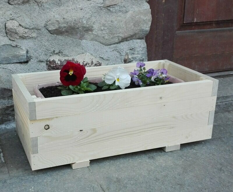 Porta vasi in legno modello 1 misura L45xP30xH22, neutro o trattato con impregnante Vari Colori
