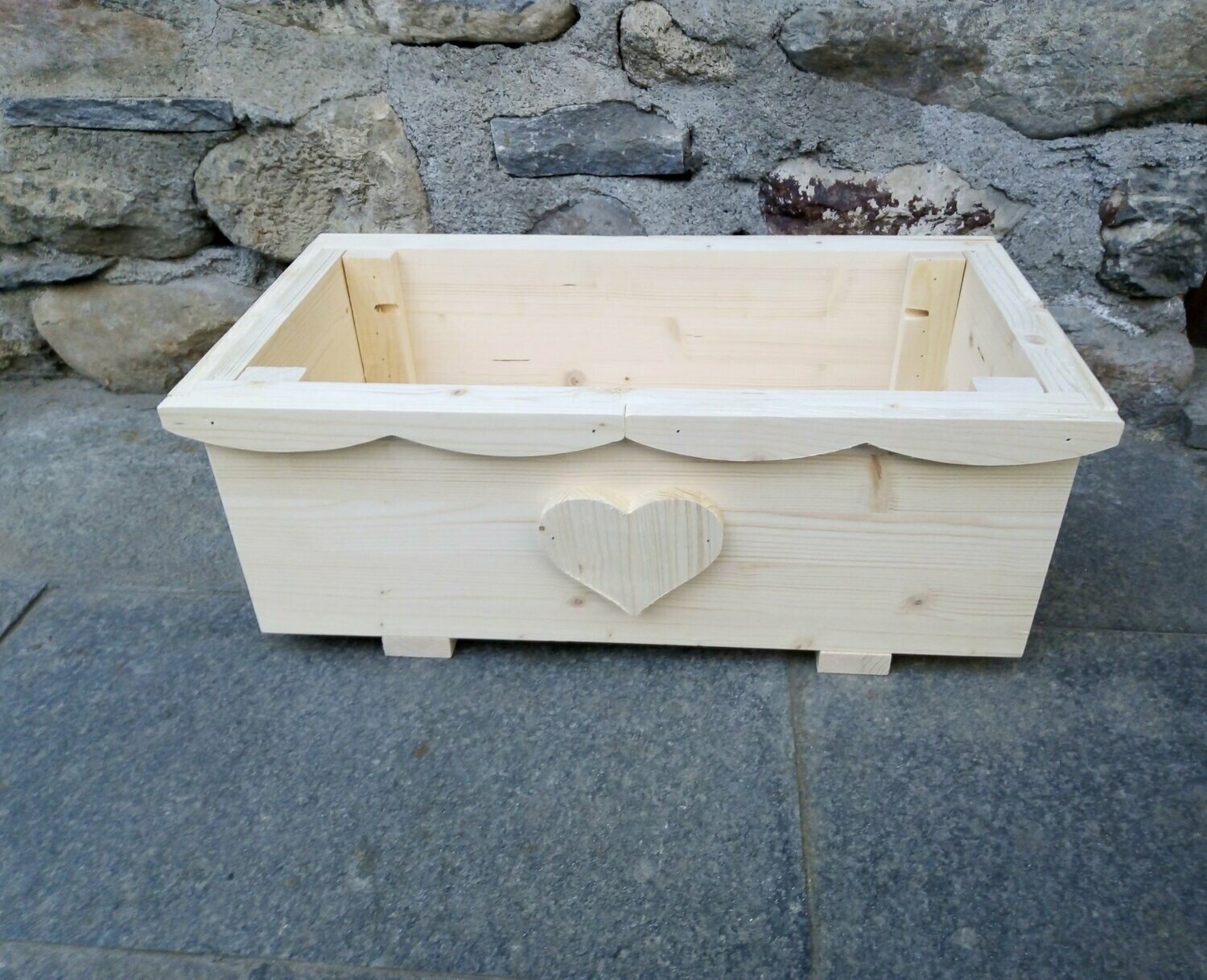 Porta vasi in legno modello 2 misura L45xP30xH22, neutro o trattato con impregnante Vari Colori