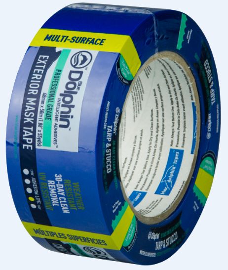 Dolphin Blue Water Resistant Exterior Masking Tape – 30 Day Clean Removal