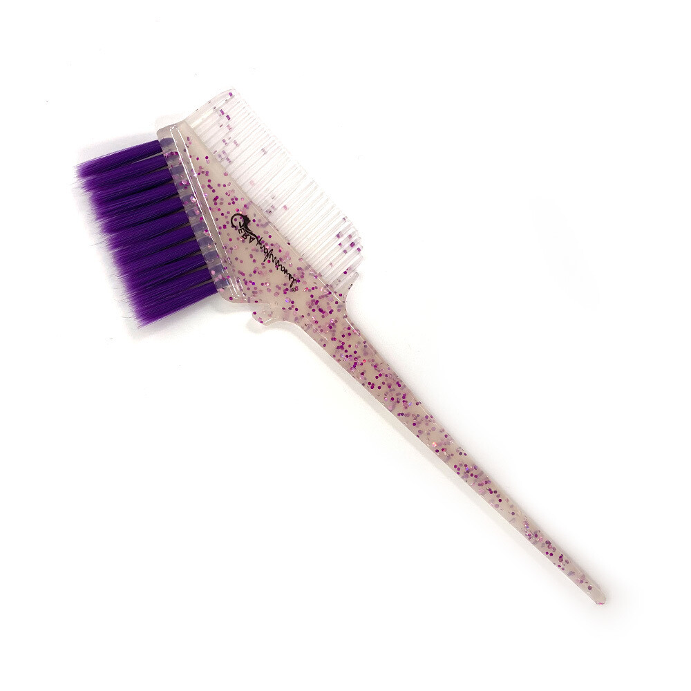 Кисть-гребень GP, фиолет щетина 26мм, цвет полупрозр с фиолет блестками
