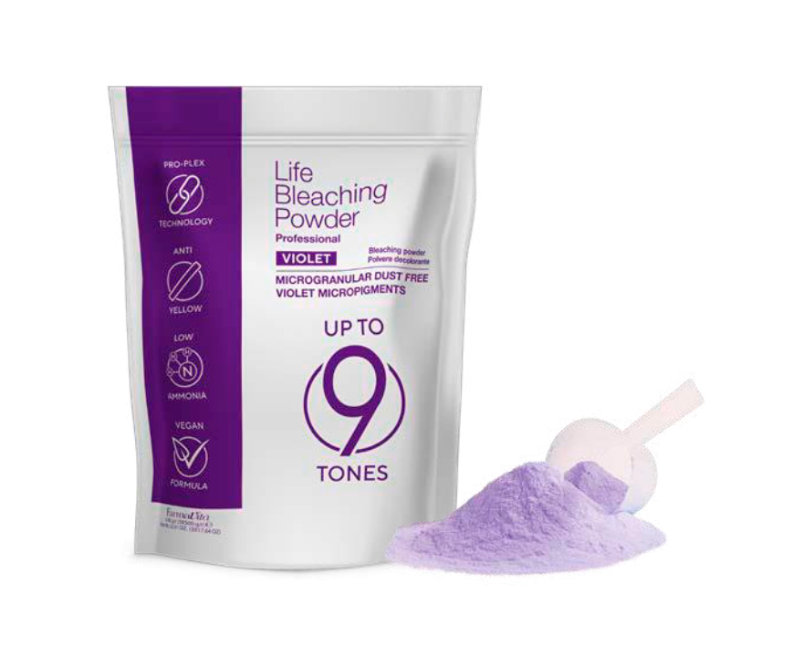 LIFE BLEACHING POWDER Фиолетовый обесцвечивающий порошок с Антижелтым эффектом 500гр