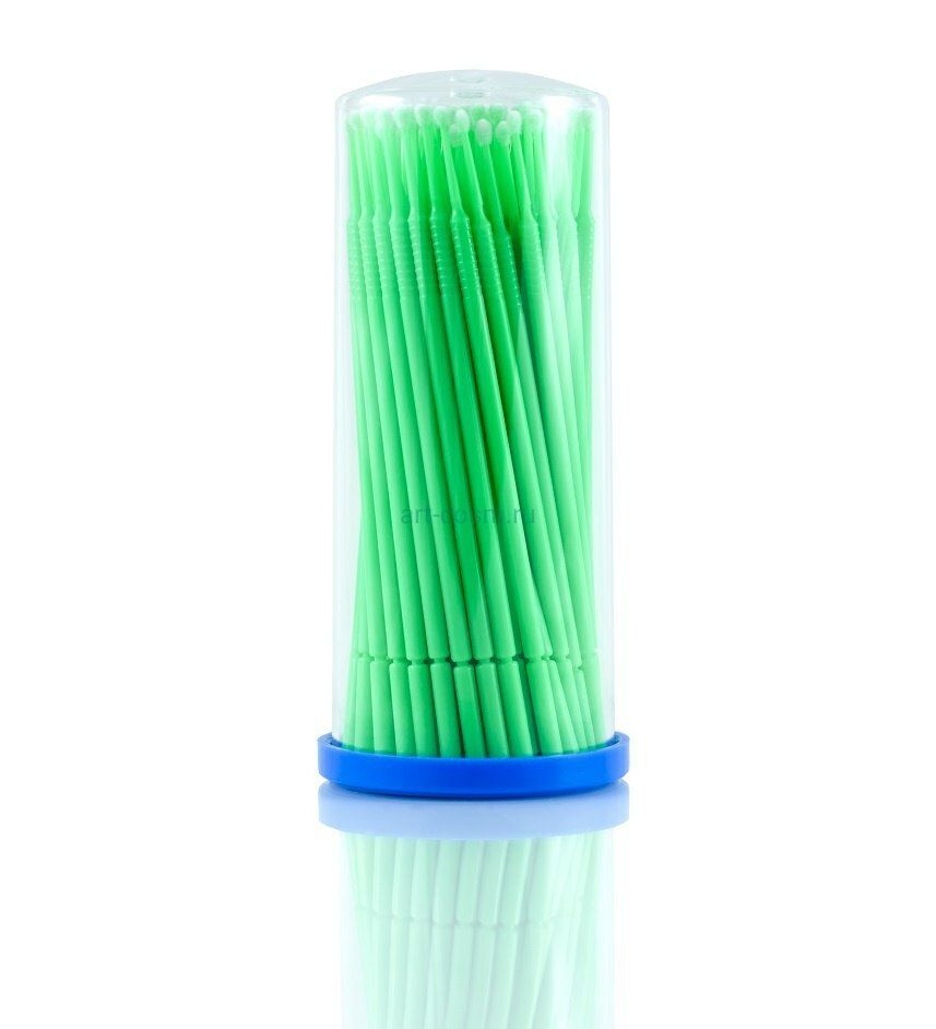  Микрощеточки безворсовые L 1мм зеленые д/нанесения жидкостей одноразовый