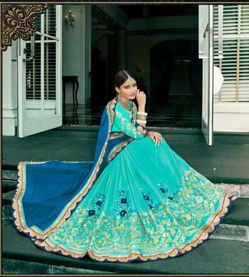 Designer Partywear Indian Sari Saree with Embroidery