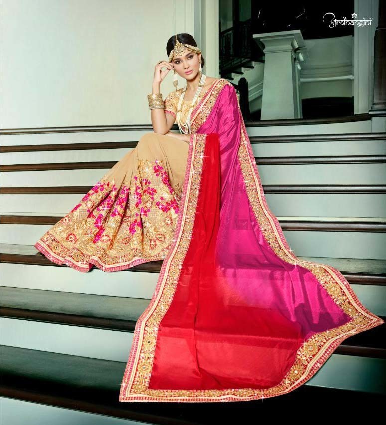 Designer Partywear Indian Sari Saree with Embroidery