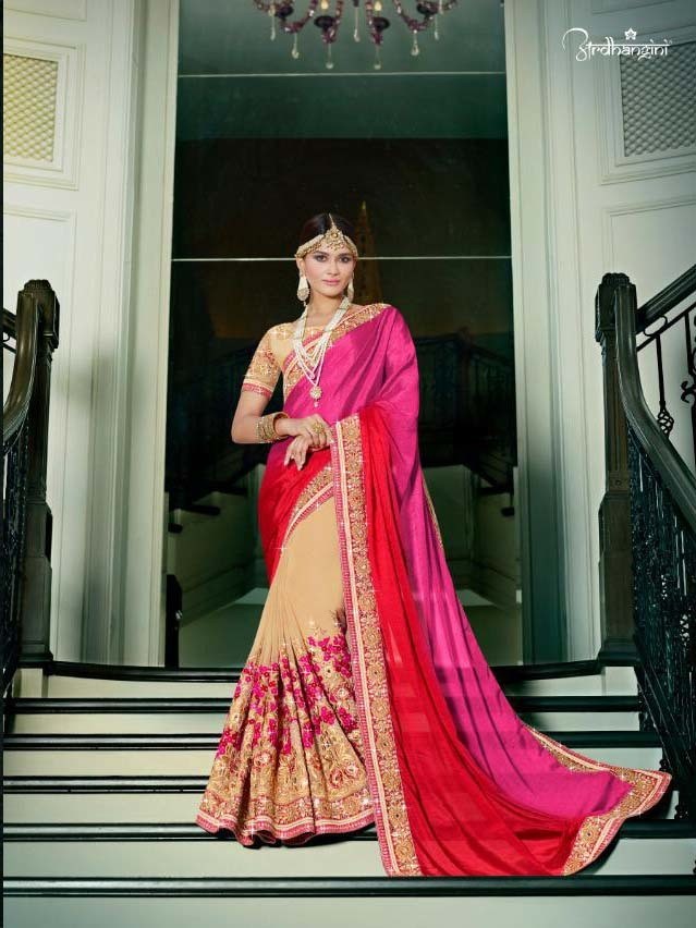 Designer Partywear Indian Sari Saree with Embroidery