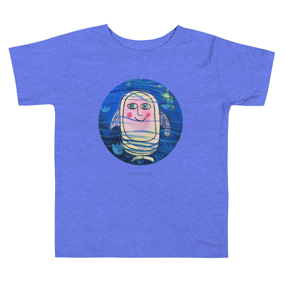 PESCIOLINA      Maglietta a maniche a corte bambino, Colore: Blue Columbia erica, Taglia: 2T