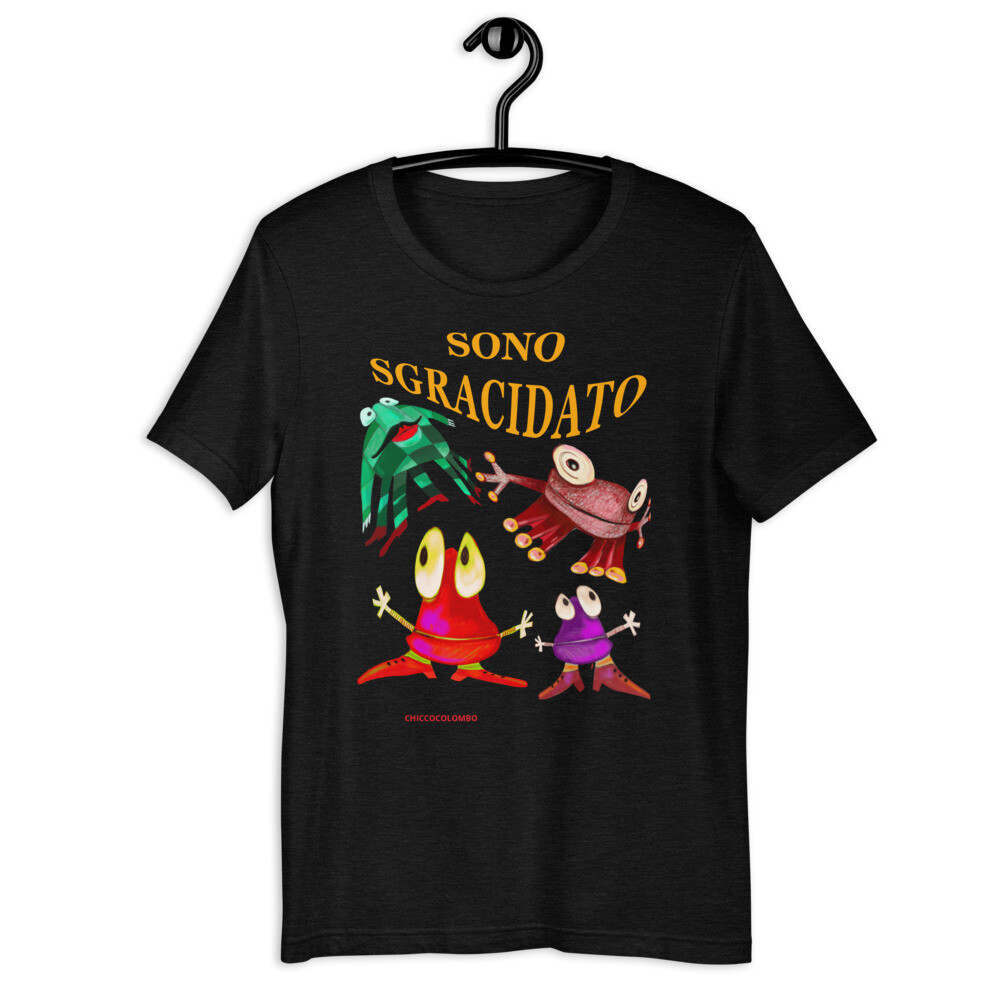 SONO SGRACIDATO    Maglietta unisex manica corta, Colore: Erica nero, Taglia: XS