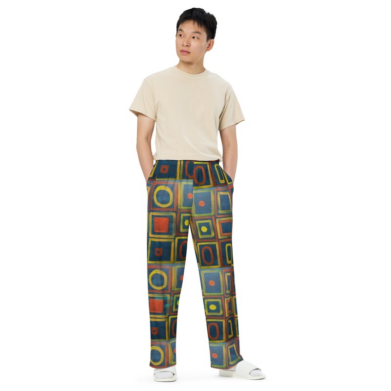 Pantaloni wide leg con stampa all over unisex