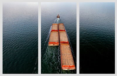 Tugboat Tetris Triptych 64x96”