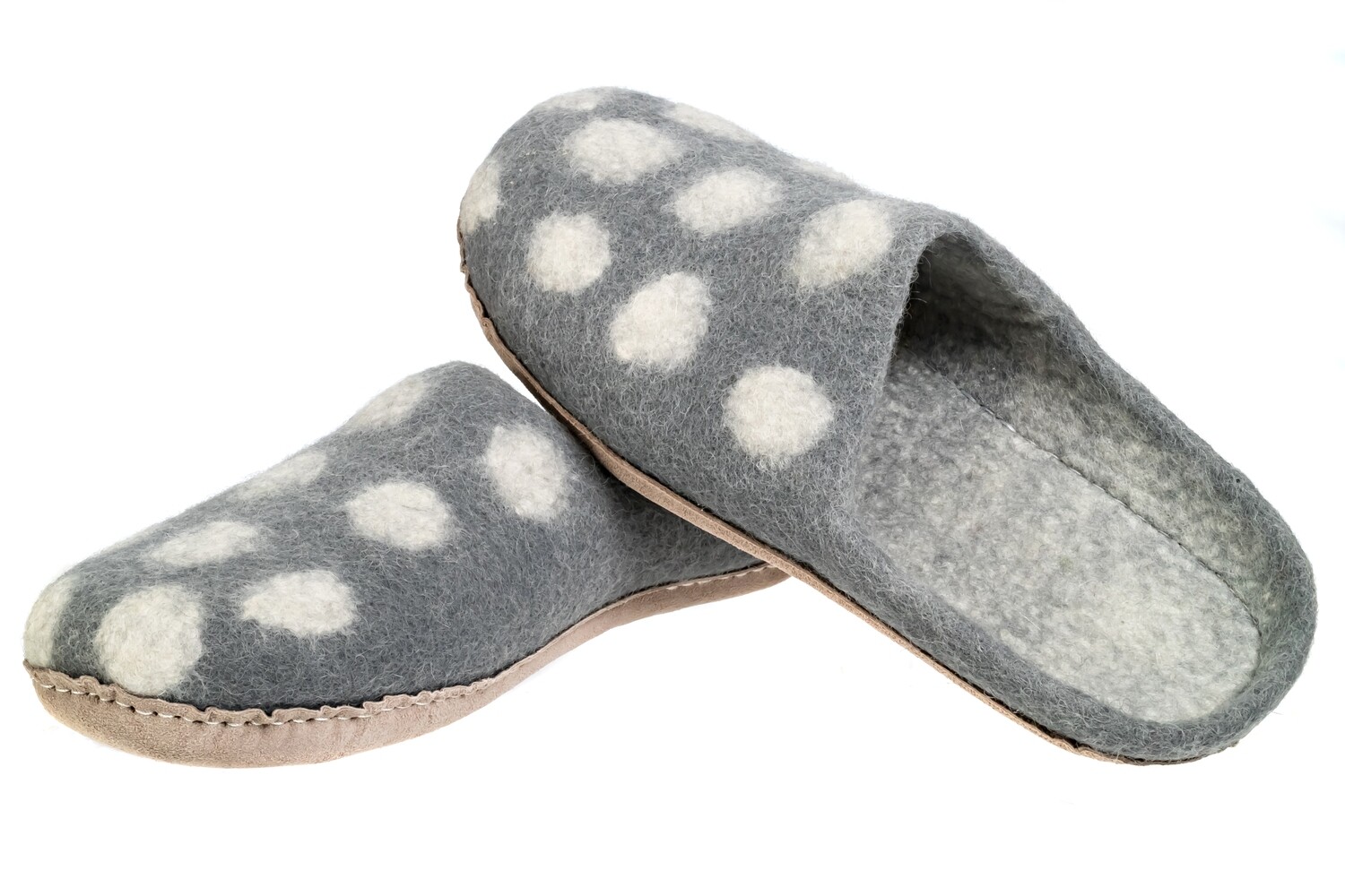 Women&#39;s Dotted Merino Wool Slipper Grey, Size: 5.5