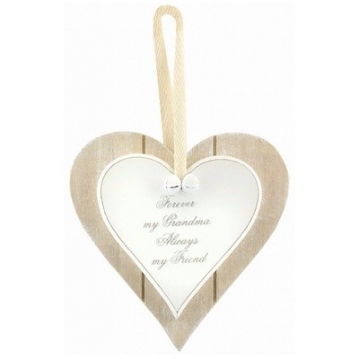 Forever My Mum Always My Friend Double Wooden Heart Sentiment Plaque Ornament 