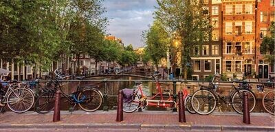 Noriko Buckles "Bicycles Parked on the Bridge, Amsterdam" Elongated